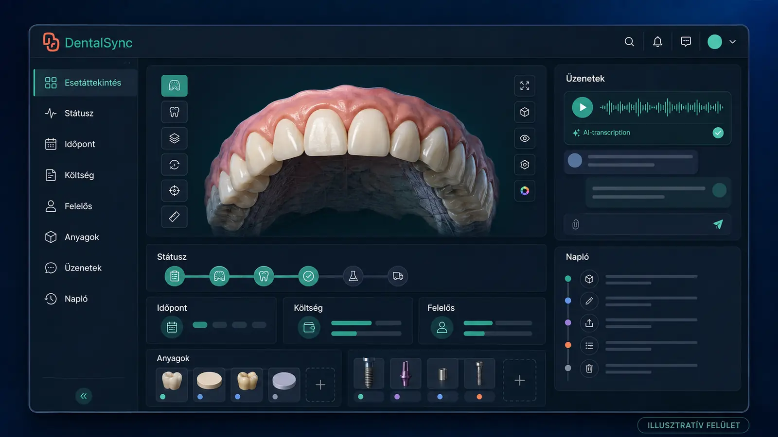Illustration of the DentalSync partner case management interface
